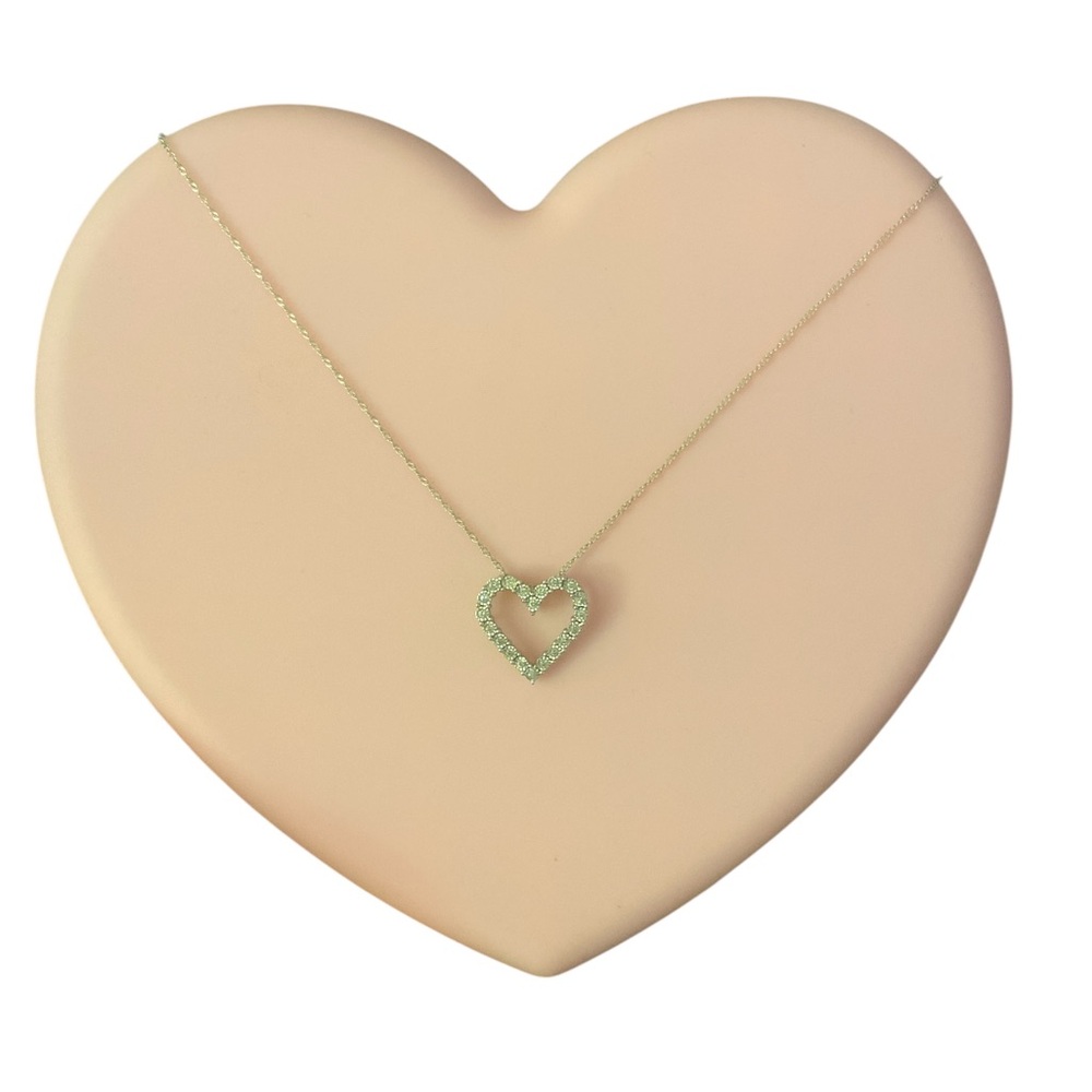 Sterling Silver 925 & Diamonds Heart Necklace EUC